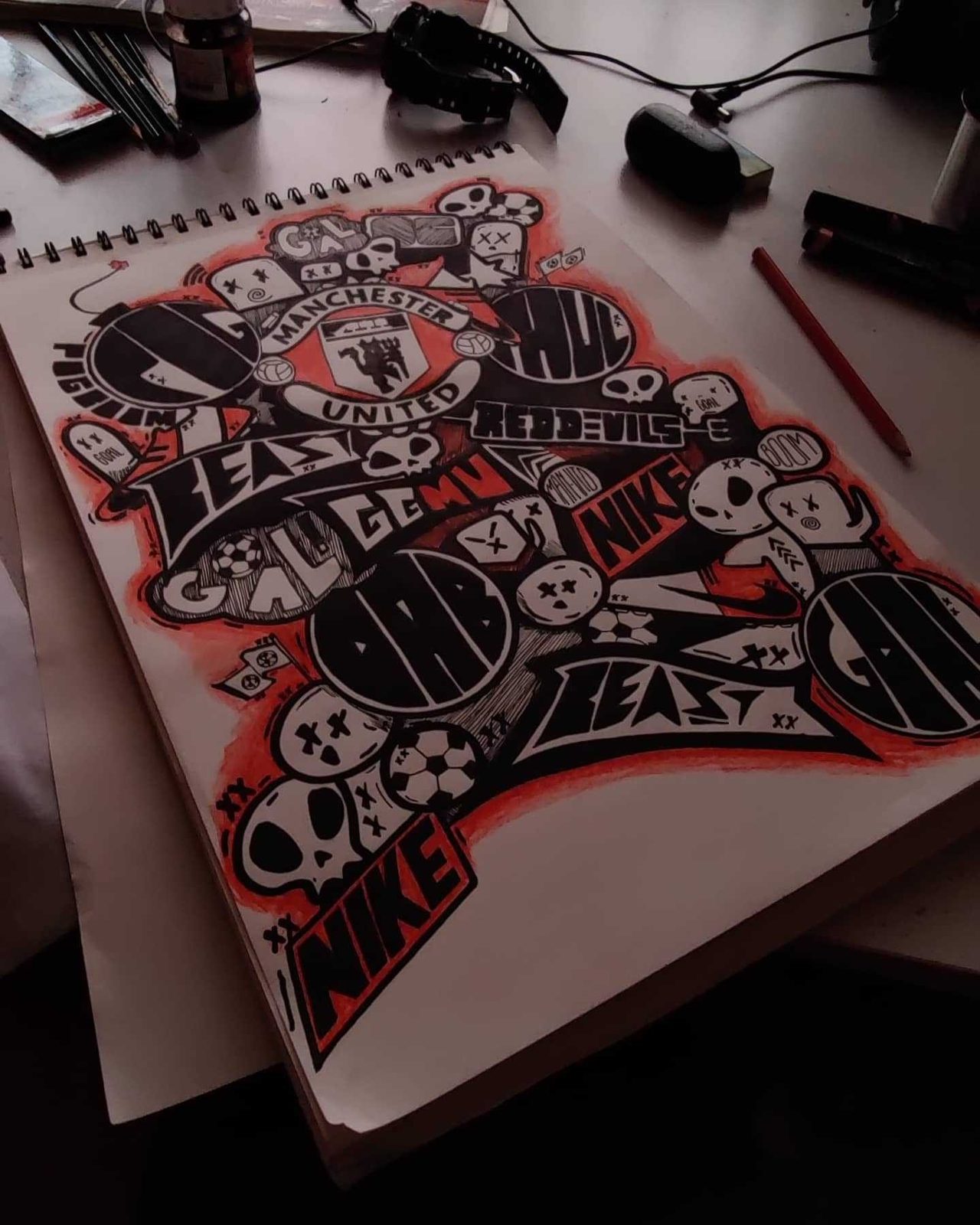 Ink sketchbook spread